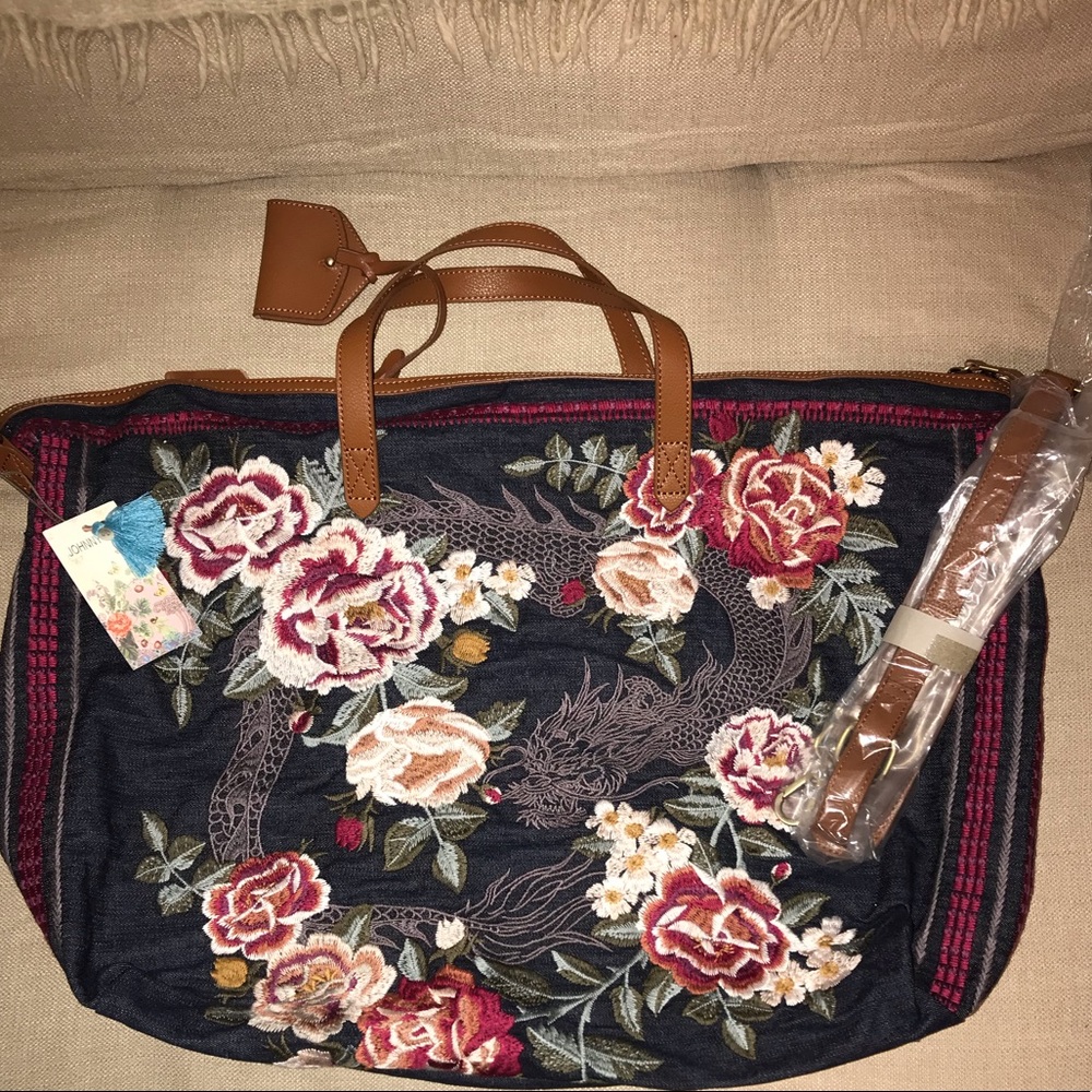 Johnny Was NWT Dragon & Roses tote